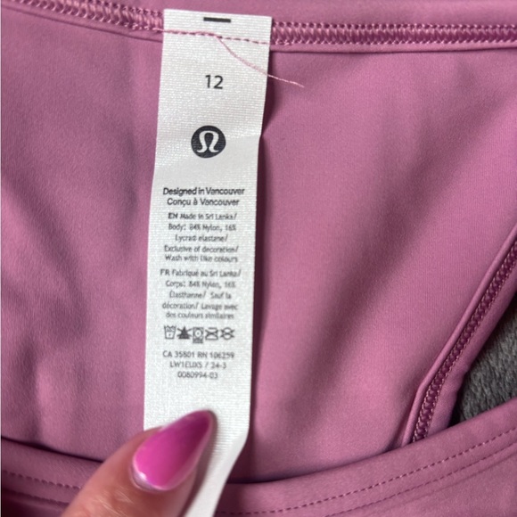 Lululemon Nulux Racerback Cropped Run Tank Velvet Dust - Size 12 - Picture 4 of 4